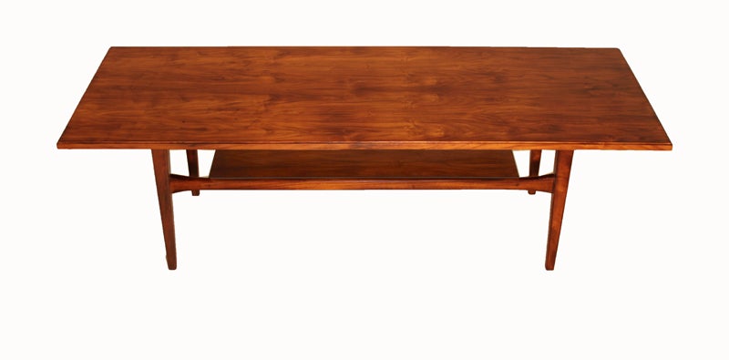 Mid-Century Brazilian Caviuna Coffee Table with Hand-Carved Tapered Legs