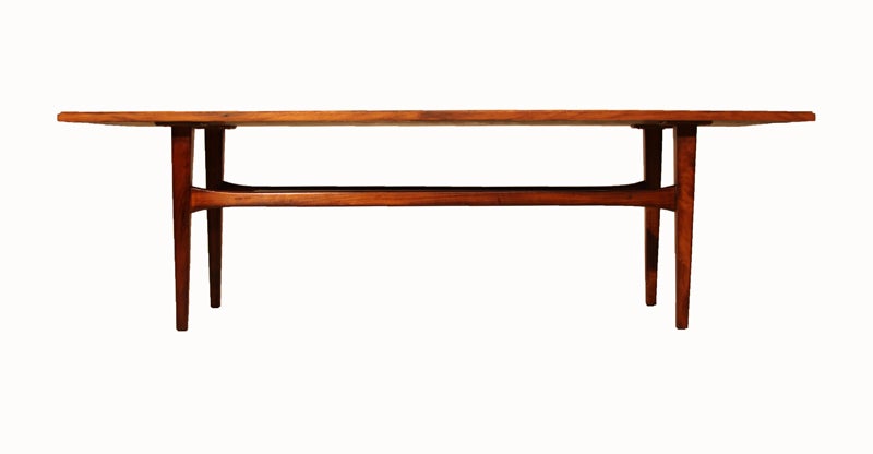 Mid-Century Modern Mid-Century Brazilian Caviuna Coffee Table with Hand-Carved Tapered Legs For Sale