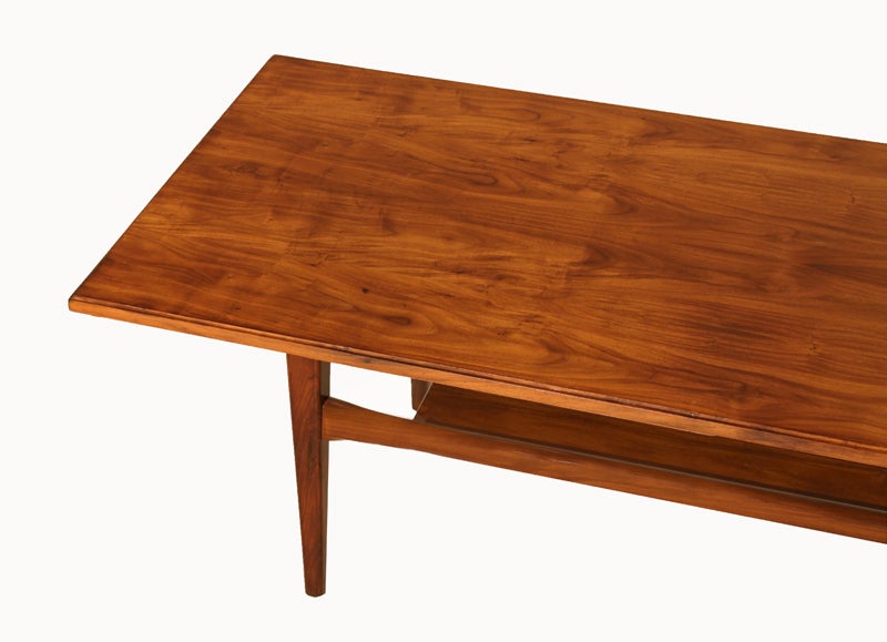 Mid-20th Century Mid-Century Brazilian Caviuna Coffee Table with Hand-Carved Tapered Legs For Sale