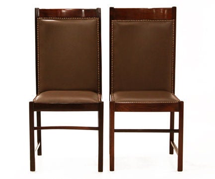 Brazilian Mid-Century Modern Celina Moveis High Back and Bronze Dining Chairs  For Sale