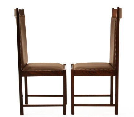 Mid-Century Modern Celina Moveis High Back and Bronze Dining Chairs  In Good Condition For Sale In Los Angeles, CA