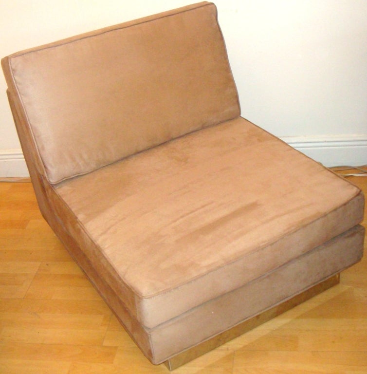 Jacques Charpentier Loveseat & Lounge Chair in Beige Ultrasuede 1970s France In Good Condition In Miami, FL