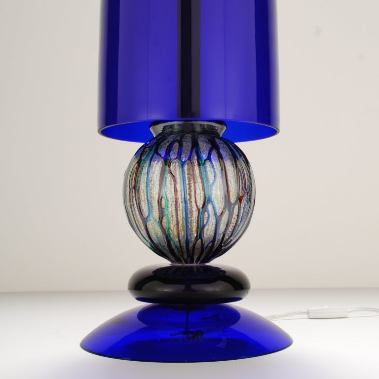 *** 1stdibs Saturday Sale *** Dramatic Cobalt Blue Murano Glass Lamp, Signed 2