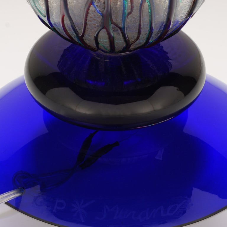 *** 1stdibs Saturday Sale *** Dramatic Cobalt Blue Murano Glass Lamp, Signed 3