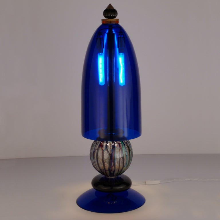 *** 1stdibs Saturday Sale *** Dramatic Cobalt Blue Murano Glass Lamp, Signed 4