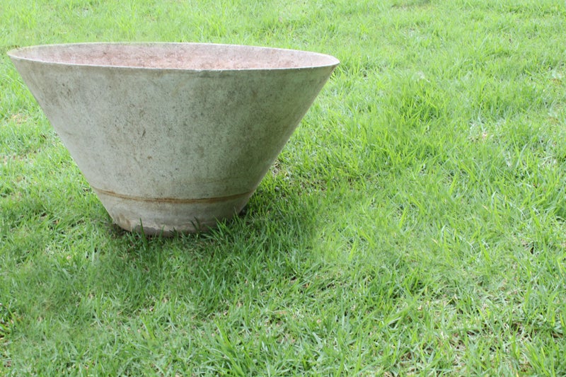 Mid-20th Century Large set of conical composite planters on stands from Brazil