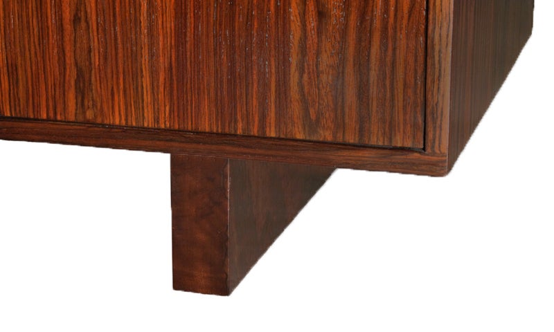 Mid-20th Century Vintage Mid-Century Brazilian Rosewood Credenza with Brass Pulls For Sale