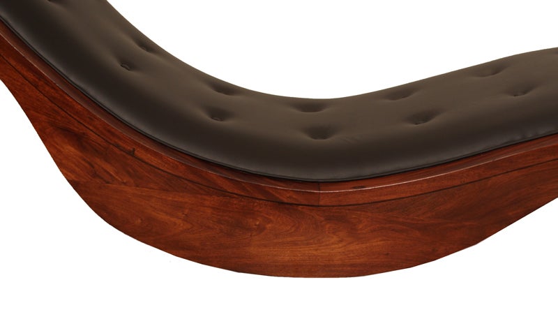 Rocking Wood and Leather Chaise Longue by Igor Rodrigues 1