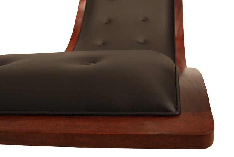 Rocking Wood and Leather Chaise Longue by Igor Rodrigues 2