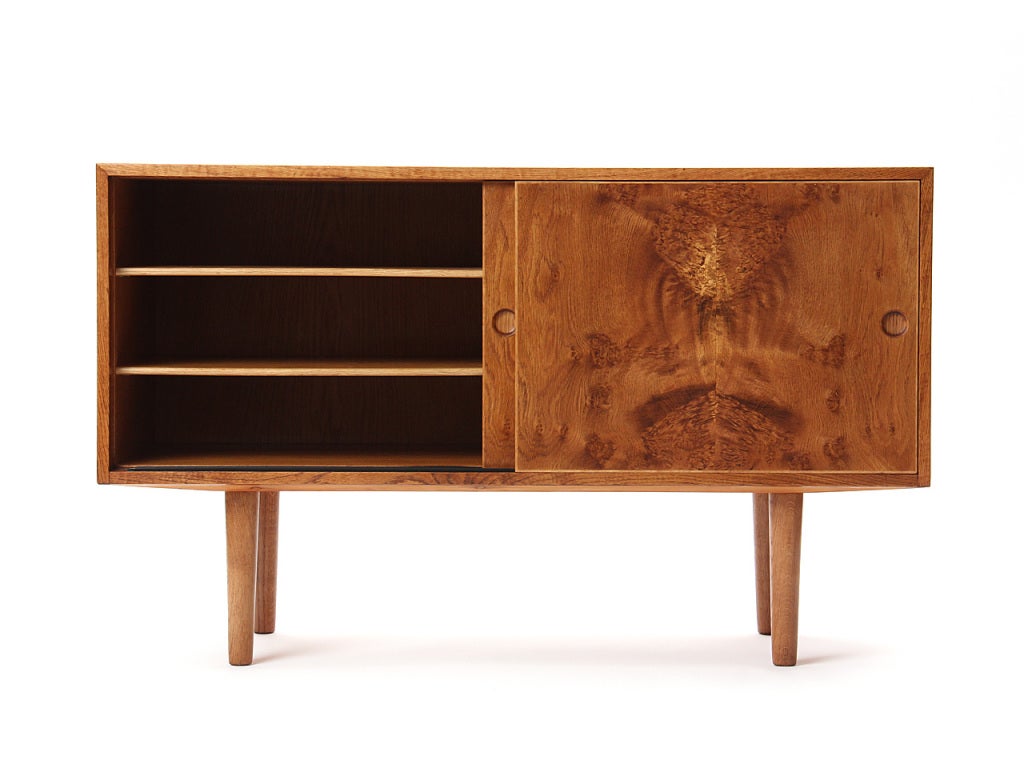 Scandinavian Modern Oak Burl Cabinet by Hans J. Wegner