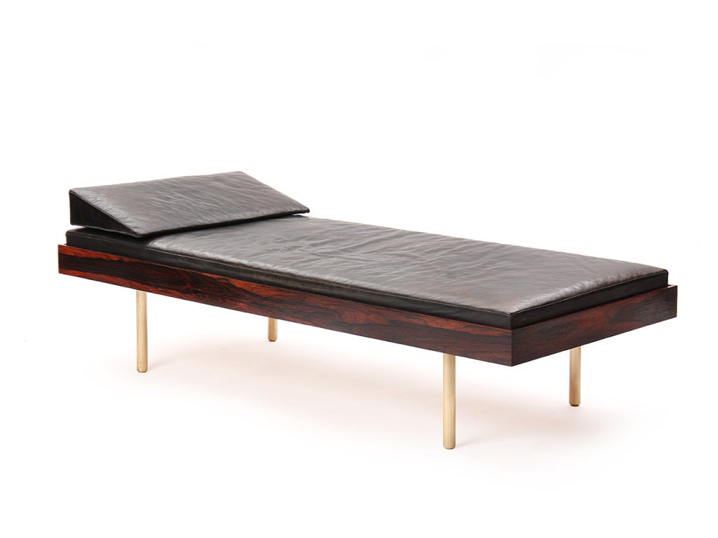Mid-20th Century Rosewood And Leather Daybed