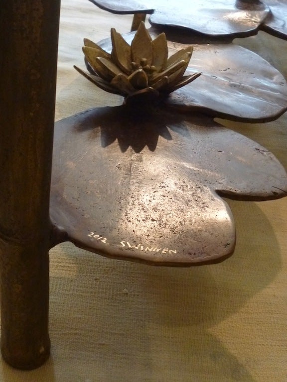French Paula Swinnen Bronze 'Frogs & Lilly Pads' Coffee Table
