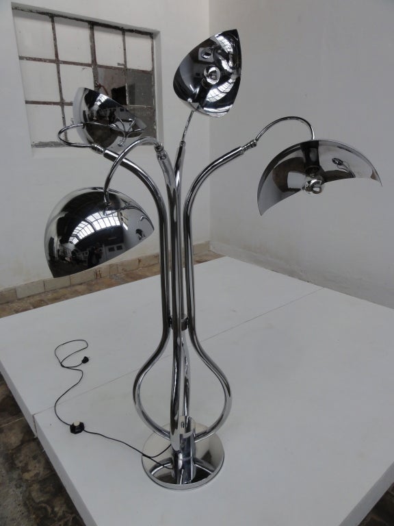 Chrome Beautiful  Neo Liberty 1960s Adjustable Diffuser Floor Lamp