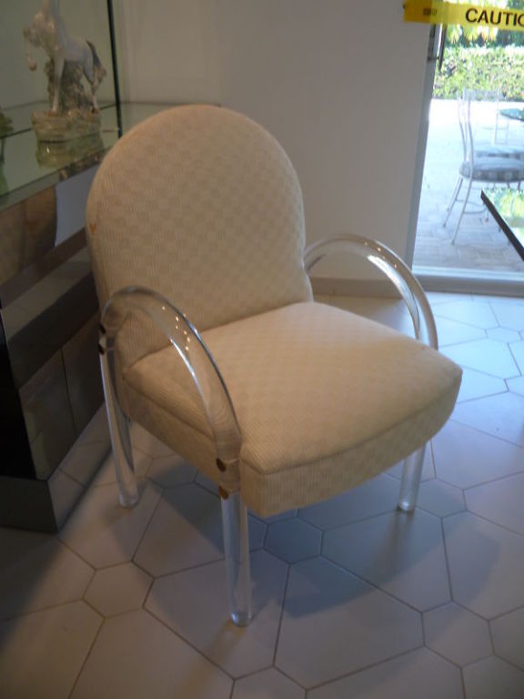 A pair of lucite and mohair arm chairs by Pace Collection For Sale 2