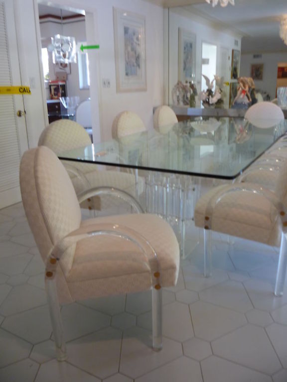 A pair of lucite and mohair arm chairs by Pace Collection For Sale 3