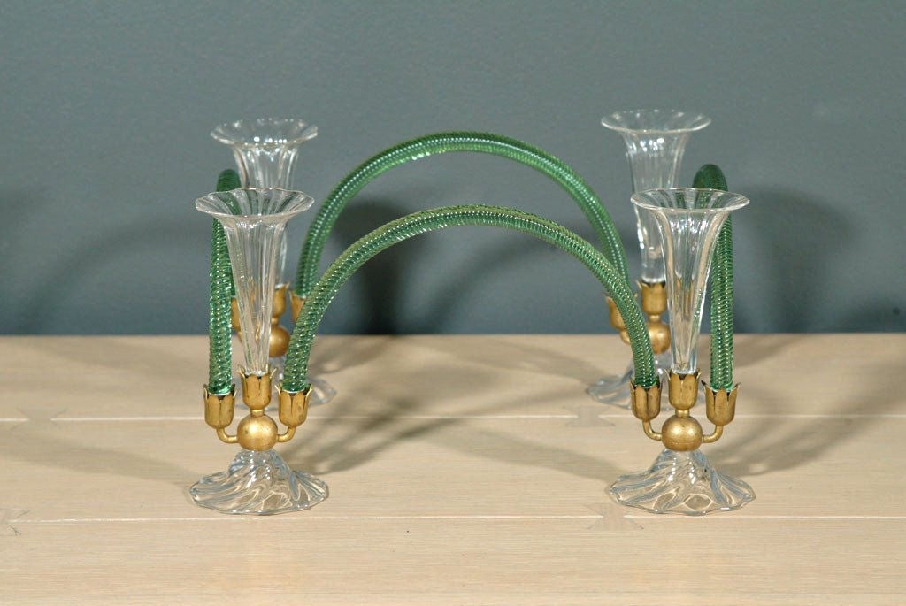 1930s Murano Glass Articulating Centerpiece Attributed to Venini In Excellent Condition In Brooklyn, NY