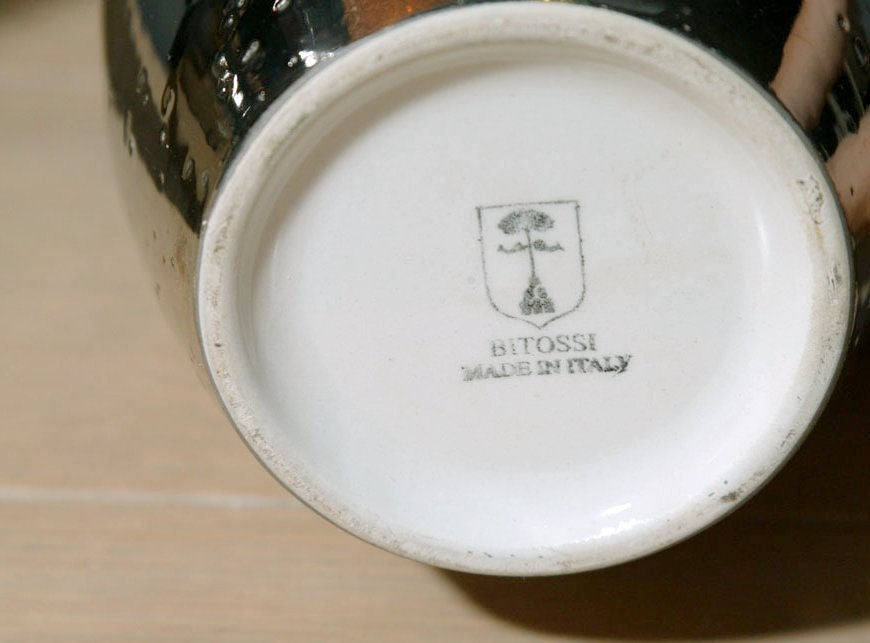 Late 20th Century A Pair of Bitossi Ceramic Vases with Mercury Glass Glaze