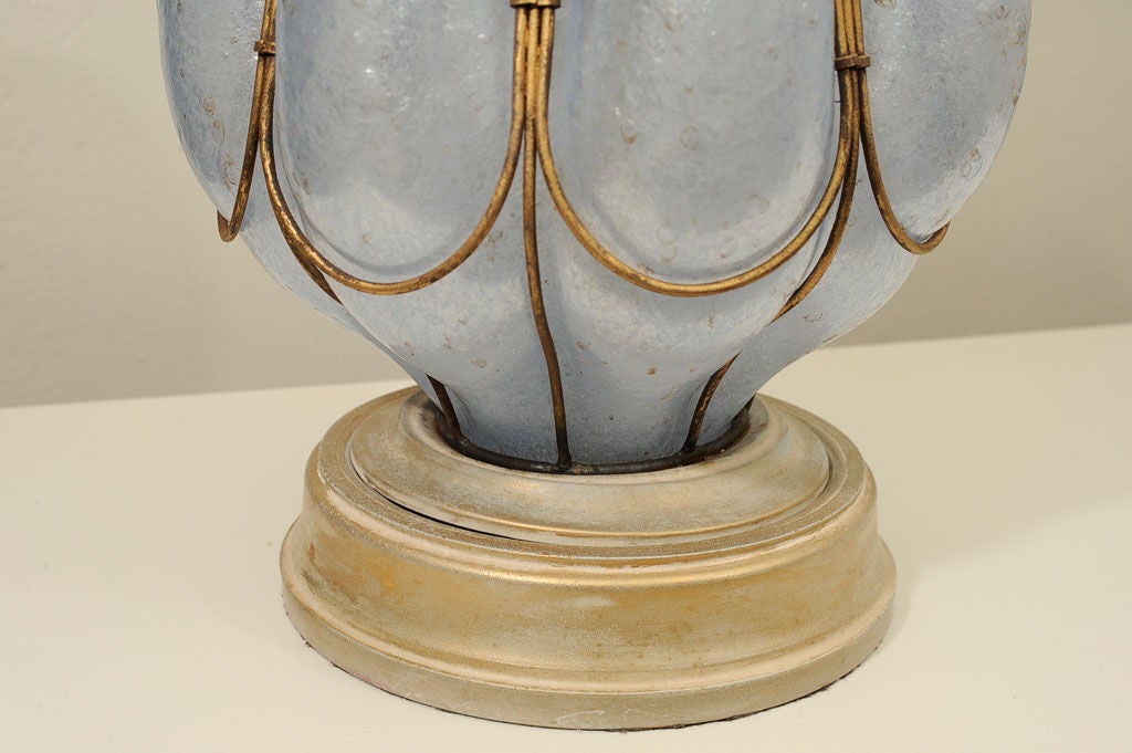 Pair of  Blue Murano and Gilt Lamps 1