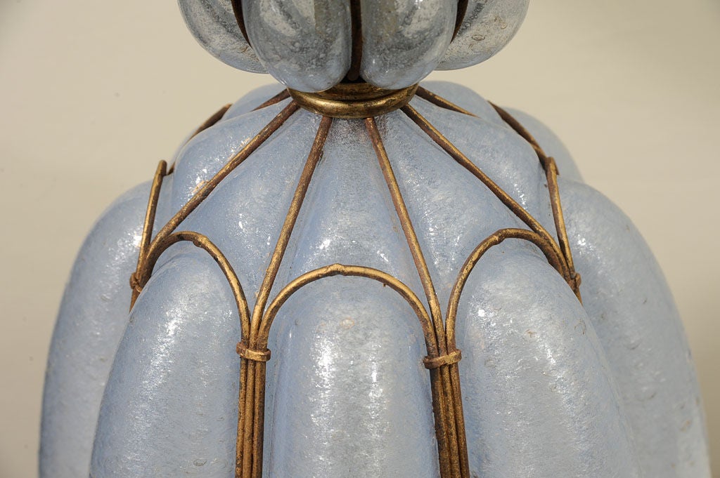 Pair of  Blue Murano and Gilt Lamps 2