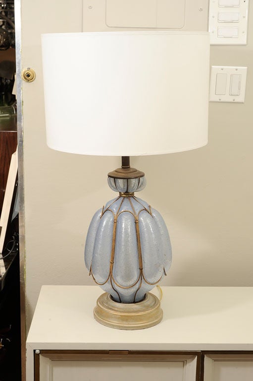 Pair of  Blue Murano and Gilt Lamps 3