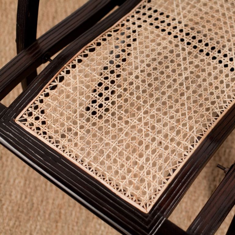 20th Century Indo-Portuguese Rosewood Folding Chair with Caned Seat