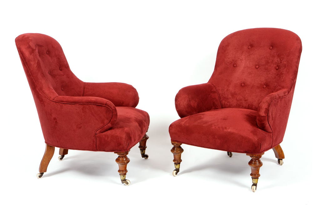 Pair of 19th Century Upholstered Slipper Chairs