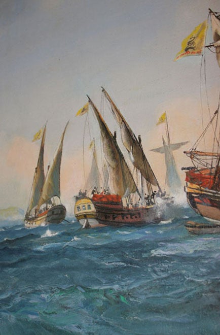 English American vs British Revolutionary War Naval Battle, August 1776 For Sale