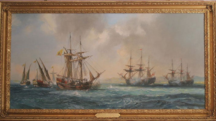 Late 20th Century American vs British Revolutionary War Naval Battle, August 1776 For Sale