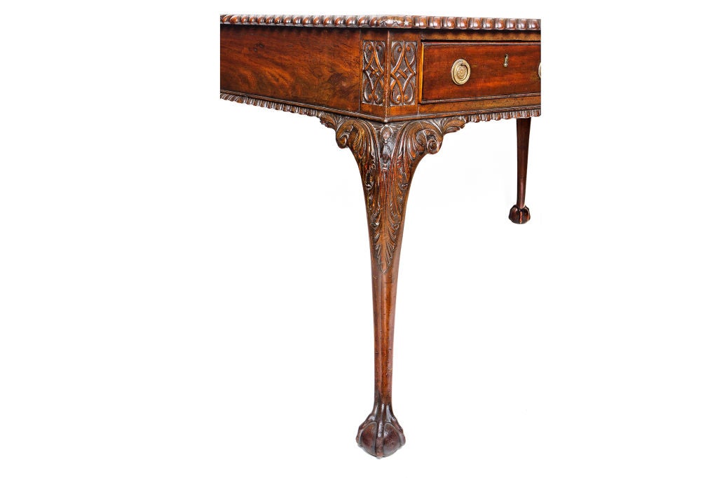 George III Style Carved Mahogany Writing Table In Excellent Condition In New York, NY