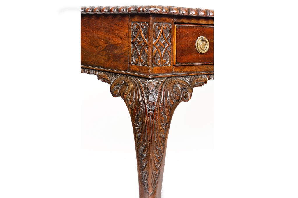 19th Century George III Style Carved Mahogany Writing Table