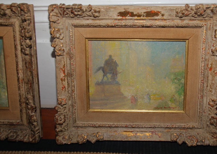 Gilt Small Pair of Oil on Canvas Paintings by Johann Berthelsen Signed L.R For Sale