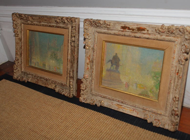 Mid-20th Century Small Pair of Oil on Canvas Paintings by Johann Berthelsen Signed L.R For Sale