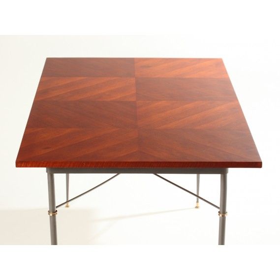 Mid-Century Modern French Marquetry Desk and Chair Set After Leleu For Sale