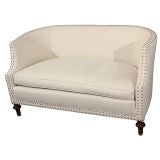 Vintage small loveseat with nailhead trim