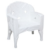 White Lacquered Garden Chair with Fern Motif
