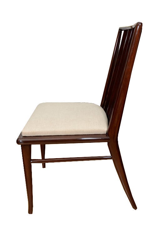 Linen T. H. Robsjohn-Gibbings Dining Room Chairs for Widdicomb