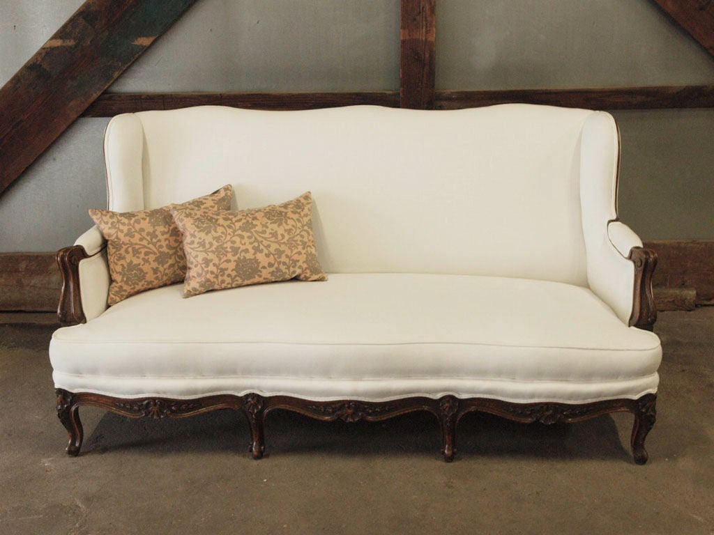 Rare French 19th c. Serpentine Back Louis XV Walnut Sofa 7