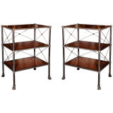 Pair of Iron Etagere End Tables