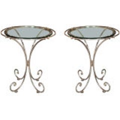 Pair of Glass Top Metal End Tables 6