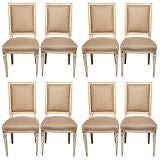 Set of 8 Painted French Louis XVI Style Dining Chairs by Jansen