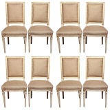 Set of 8 Painted French Louis XVI Style Dining Chairs by Jansen