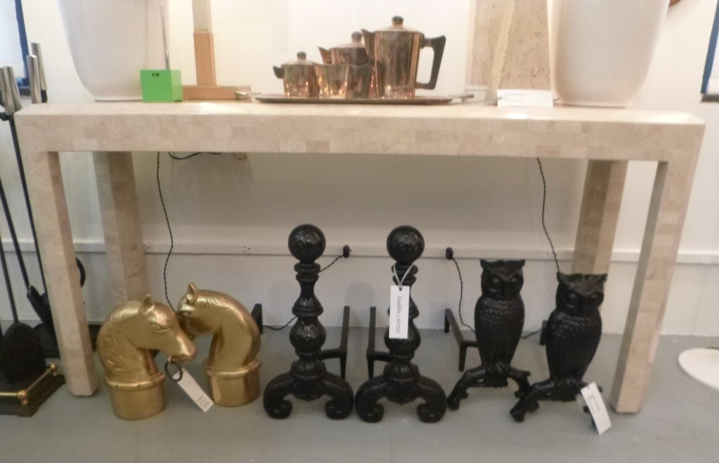 Pair of Vintage Brass Horse Head Andirons 4