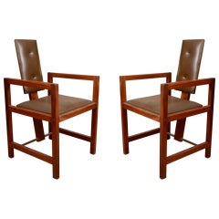 Pair of Andre Sornay Cubist Armchairs
