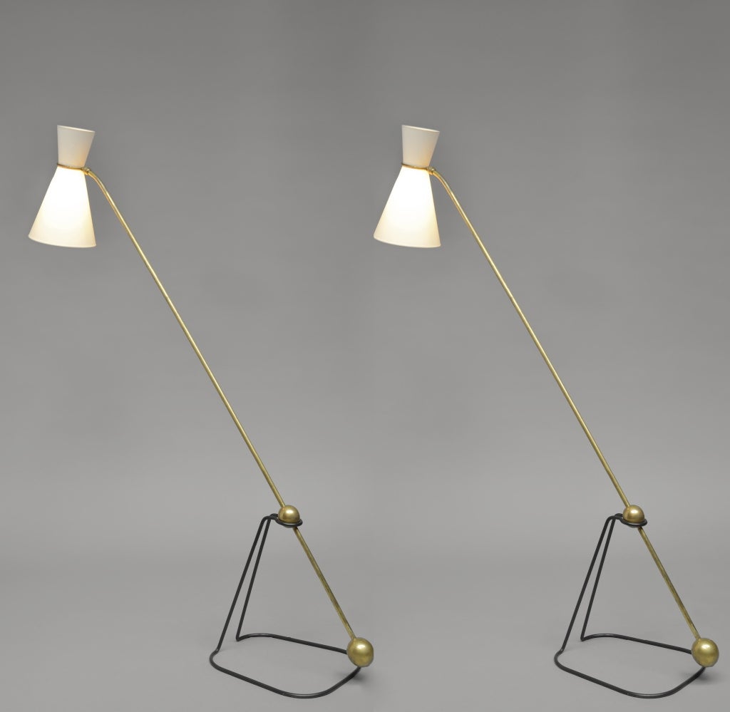 French Pair of floor lamps model G2 by Pierre Guariche - Pierre Disderot Edition - 1951