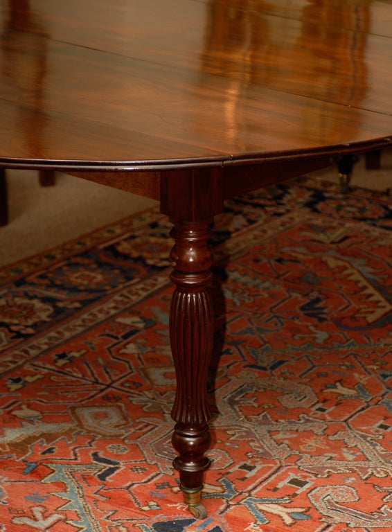 English 19th Century French Mahogany Dining Table with Turned Legs