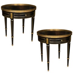 Pair of French Ebonized Bouillotte Tables by Jansen