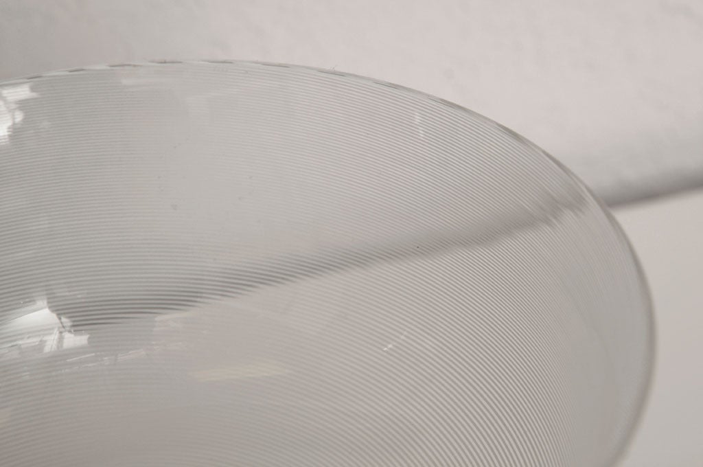 Modern Murano Glass Footed Bowl, Fenicio Technique, Italy, Signed Venini 81'
