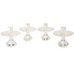 Set of Four Flared Teardrop Candlesticks by Steuben Glass