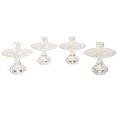 Retro Set of Four Flared Teardrop Candlesticks by Steuben Glass