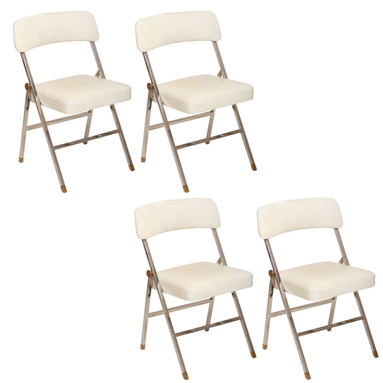 Set of 4 Karl Springer Folding Chairs